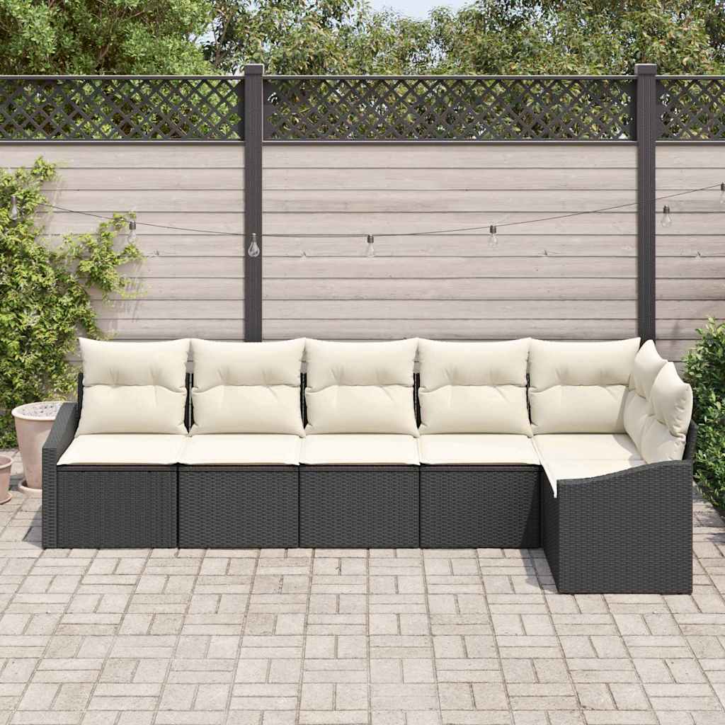 Garten Essgruppe mit Kissen 6 pcs Schwarz und Creme